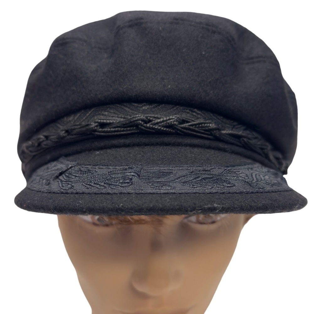 Vtg Authentic Goorin Bros Greek Fisherman Wool Sailor Cap Black Hat - Picture 6 of 11